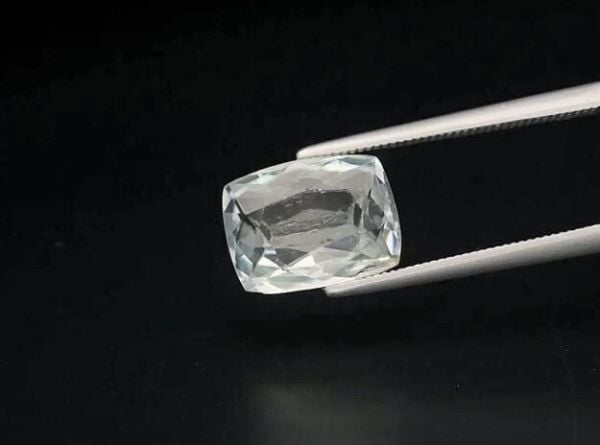 3.35ct 10.5x8mm Cushion Natural Bluish Green Hiddenite Spodumene, Afghanistan