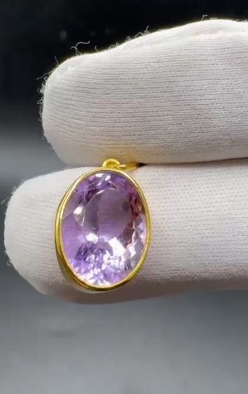 3.51gr Natural Amethyst 925 Ayar Gümüş Kolye Ucu