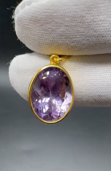 3.51gr Natural Amethyst 925 Ayar Gümüş Kolye Ucu