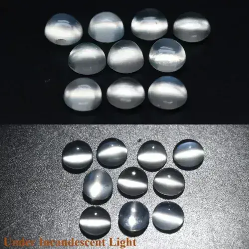2.78ct 10p Lot Round Cabochon White Cat's Eye Moonstone - Natural Sri Lanka Gems