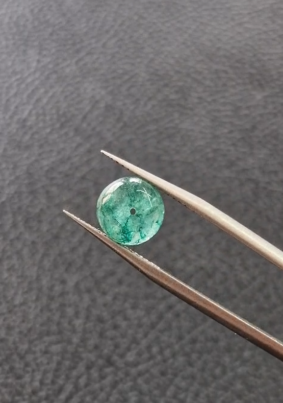 4.04ct 8.8x6.9mm Round Natural Emerald Drilled Beads