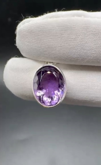 3.78gr Natural Amethyst 925 Ayar Gümüş Kolye Ucu