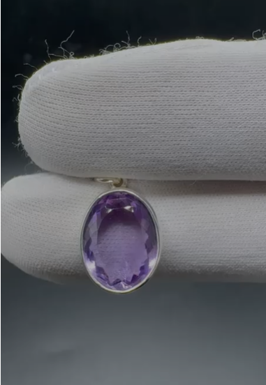 3.33gr Natural Amethyst 925 Ayar Gümüş Kolye Ucu
