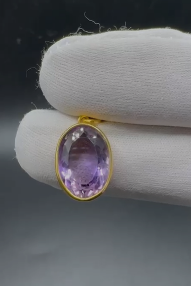 3.79gr Natural Amethyst 925 Ayar Gümüş Kolye Ucu