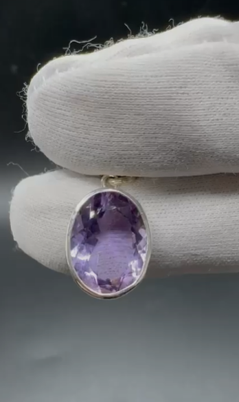2.68gr Natural Amethyst 925 Ayar Gümüş Kolye Ucu
