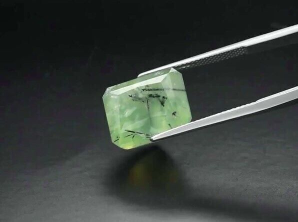 15.57ct 14.4x11.8mm Octagon Natural Green Prehnite with Black Needles, Africa
