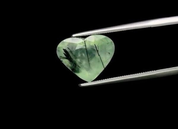 5.56ct 13.7x11mm Heart Natural Green Prehnite with Black Needles, Africa