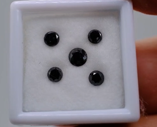 1.24ct 3.5 to 4.5mm 5Pcs Lot Round Natural Black Diamond