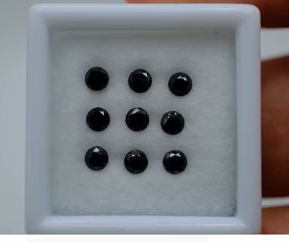 1.88ct 3mm 9pcs Lot Natural Black Diamond
