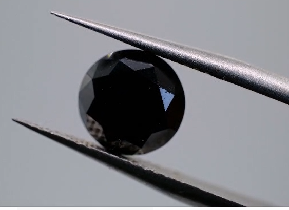 2.74ct 8.34mm Round Natural Black Diamond
