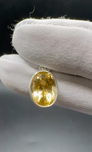 2.75gr Natural Citrin 925 Ayar Gümüş Kolye Ucu