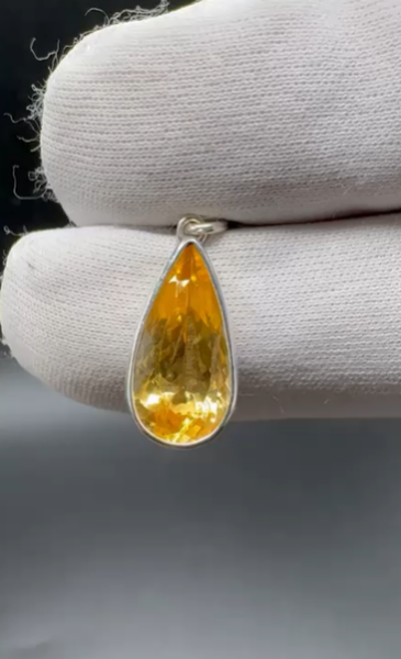 2.51gr Natural Citrin 925 Ayar Gümüş Kolye Ucu