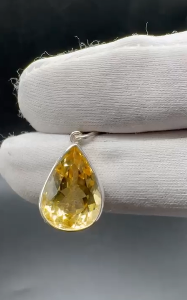 3.26gr Natural Citrin 925 Ayar Gümüş Kolye Ucu