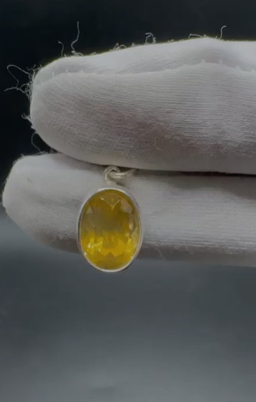 2.37gr Natural Citrin 925 Ayar Gümüş Kolye Ucu