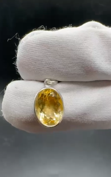 2.62gr Natural Citrin 925 Ayar Gümüş Kolye Ucu