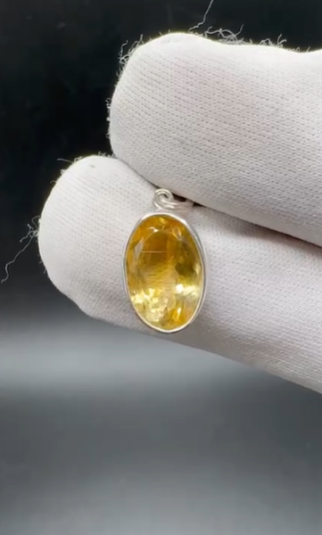 2.57gr Natural Citrin 925 Ayar Gümüş Kolye Ucu