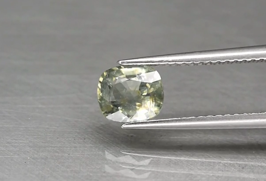 1.29ct 6.5x5.8mm Cushion Green Sapphire Unheated Madagascar