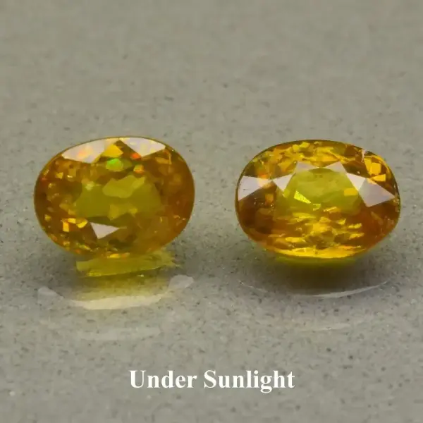 2.39ct 2pcs  7.0 x 5.3 & 7.2 x 5.5 mm  Pair Oval Natural Greenish Yellow Sphene - High Luster Gemstone