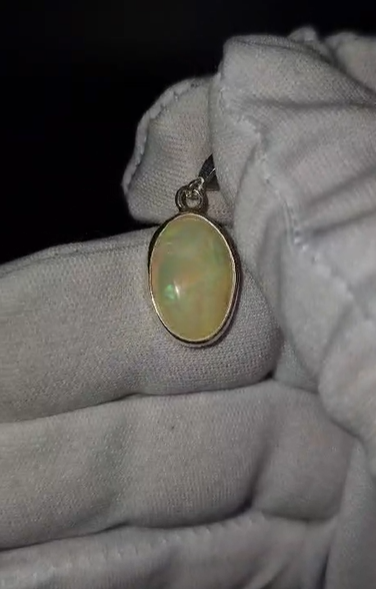 1.51gr Natural Ethiopia Opal 925 Ayar Gümüş Kolye Ucu