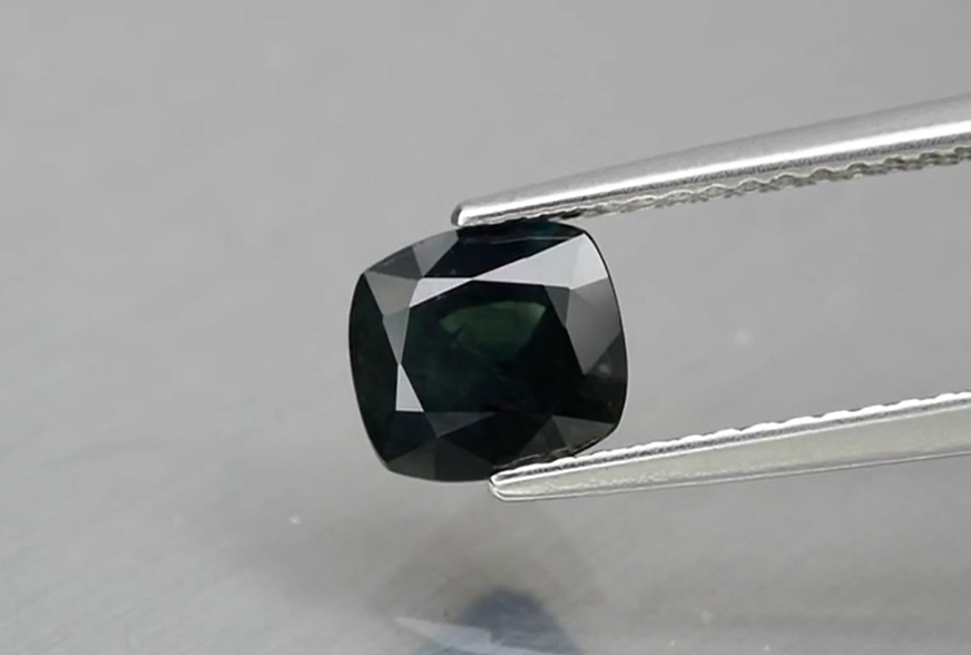 1.43ct 6.5x6mm Cushion Green-Deep Blue Sapphire Africa, Heated