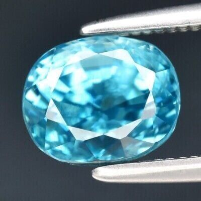 2.19ct 6.7x5.5mm VS Cushion Natural Gentle Heat Blue Zircon Gemstone, Cambodia
