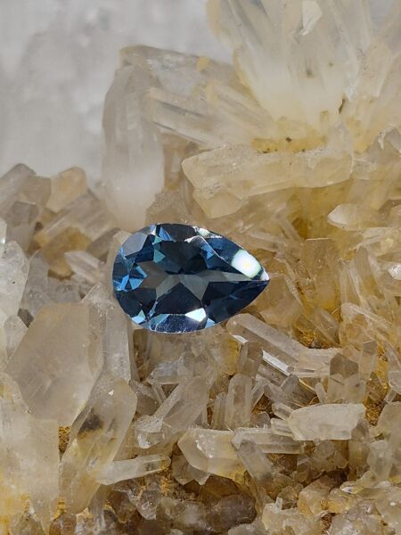 2.16ct 10x7mm Pear Natural London Blue Topaz