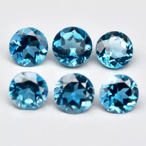 3.22ct 6pcs Lot  VS  5mm Round Natural London Blue Topaz Brazil