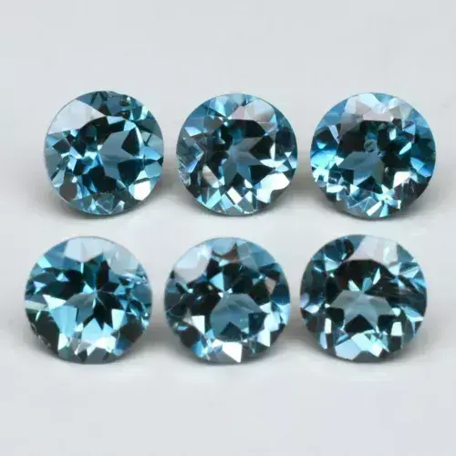 3.27ct  6pcs Lot  VS  5mm Round Natural London Blue Topaz Brazil