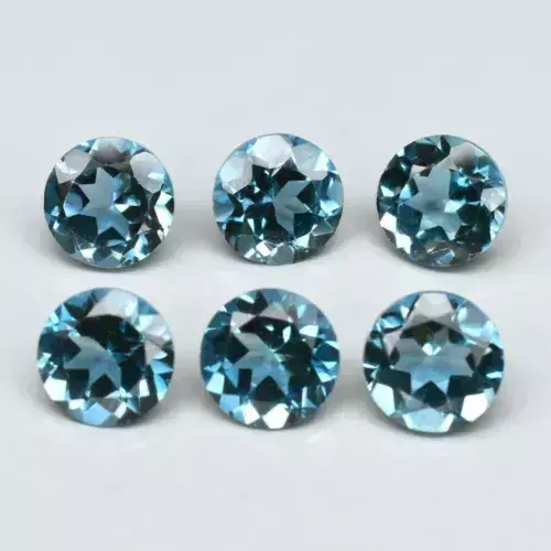 3.54ct 6pcs Lot  VS  5mm  VS Round Natural London Blue Topaz Brazil
