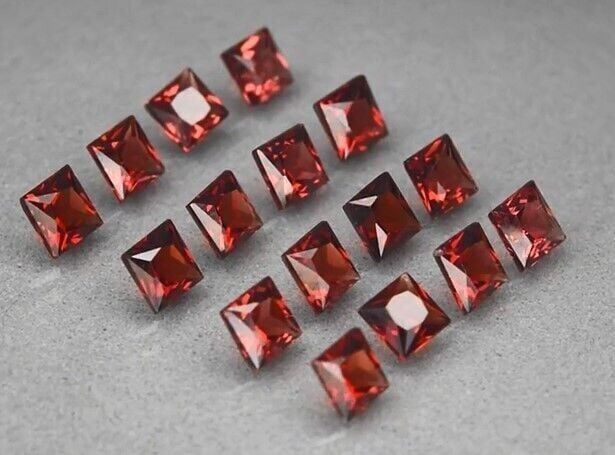 7.95ct 16pcs Lot  t.w Square Princess Natural Reddish Orange Garnet, Mozambique