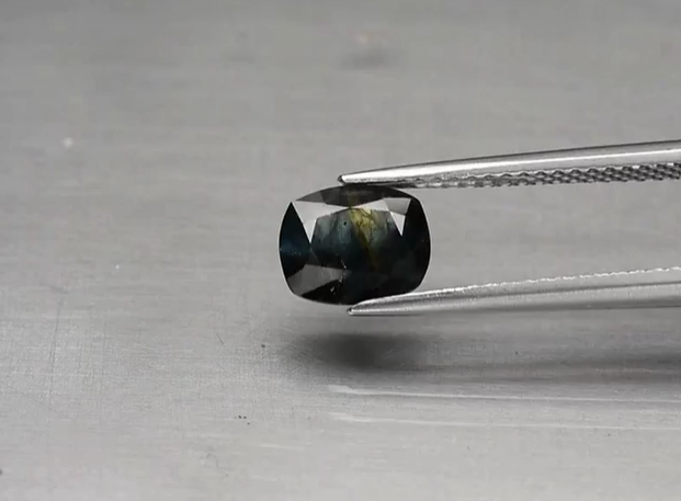 1.45ct 7.3x6.2mm Cushion Green-Deep Blue Sapphire Australia, Heated