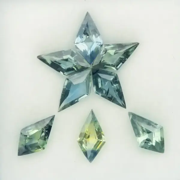 1.95ct t.w 6.0 x 3.3 to 6.3 x 3.5 mm  8pcs Lot  Kite Natural Blue Green Sapphire - Heated, Australia Gems