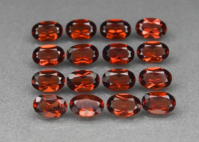 8.87ct 16pcs Lot  t.w 6x4mm Oval Natural Reddish Orange Garnet, Best For Jewelry