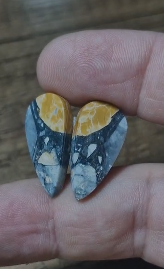 21.35ct 25x12.7mm Natural Pear Pair Maligano Jasper