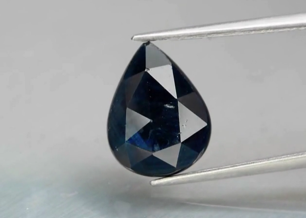 3.42ct 11.3x8.8mm Pear Rose-Cut Deep Blue Sapphire Australia, Heated