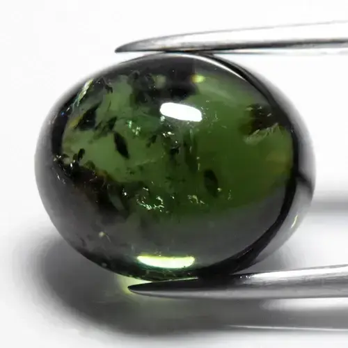 6.32ct Oval Cabochon Natural Green Tourmaline - Unheated Africa Gemstone