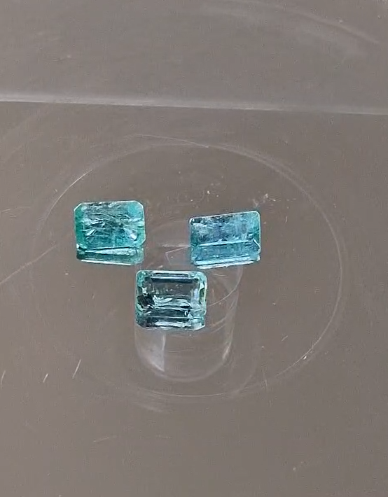 1.63ct 3pcs Lot 5.8x3.8mm Octagon Natural Emerald Zambia