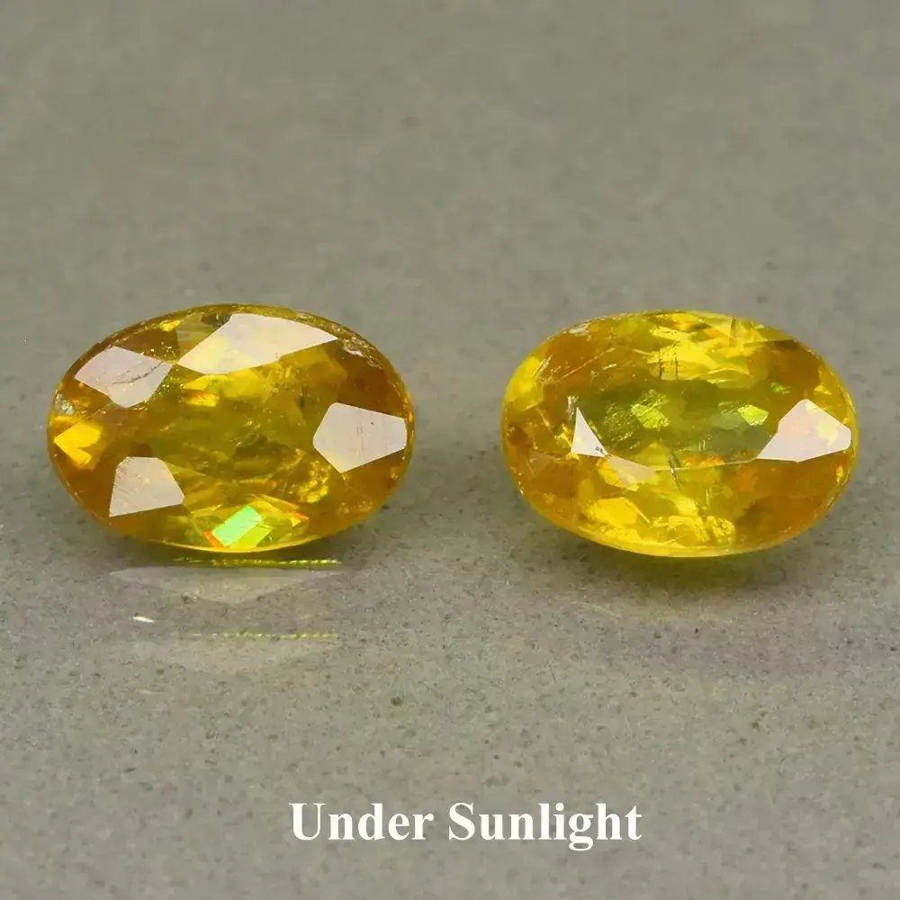 1.57ct 2pcs Pair Oval Natural Greenish Yellow Sphene - High Luster Gemstone