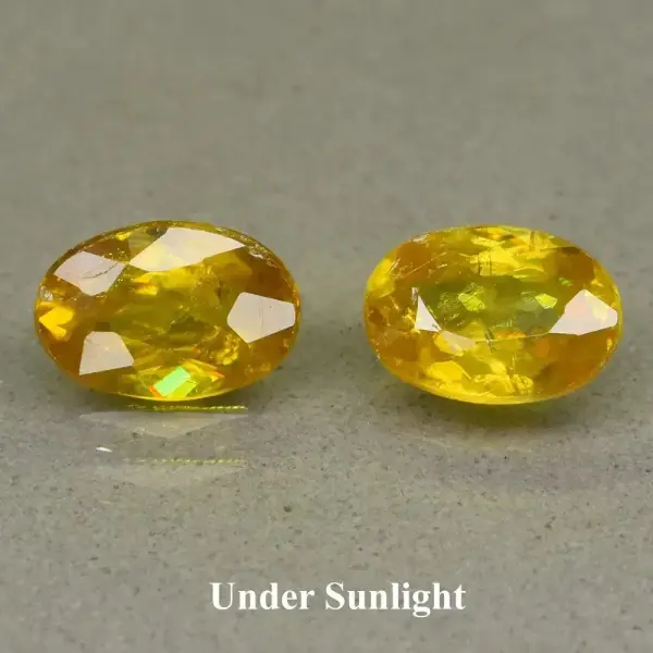 1.57ct 2pcs Pair Oval Natural Greenish Yellow Sphene - High Luster Gemstone