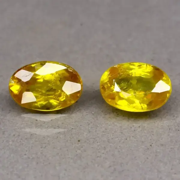 1.57ct 2pcs Pair Oval Natural Greenish Yellow Sphene - High Luster Gemstone