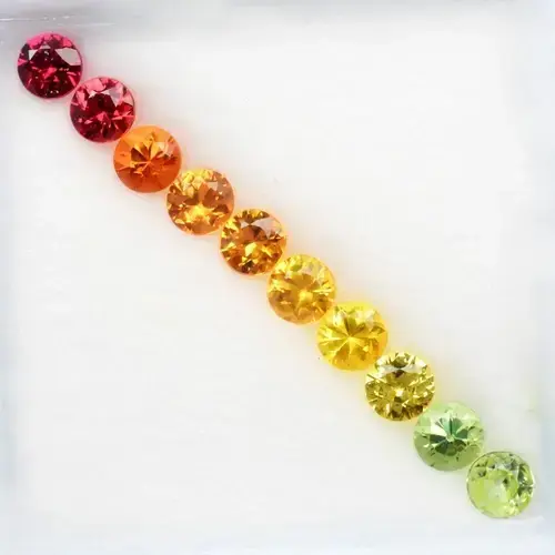 1.33ct 10pcs Lot Round Brilliant Multi Color Sapphire - Songea Gems