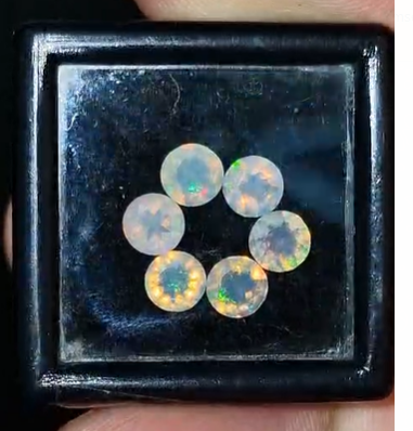 1.66ct 4mm Round Faceted 6pcs Lot Natural Ethiopian Opal