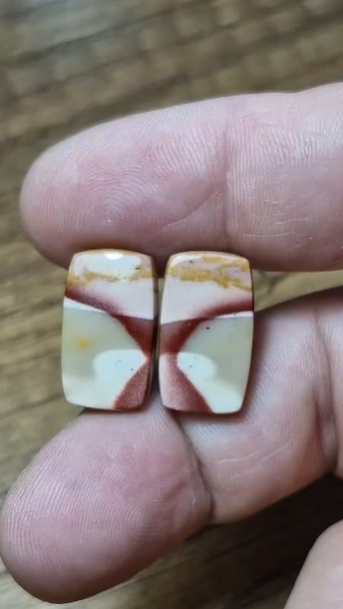 19.55ct 19.4x11.3mm Natural Octagon Pair Mookaite Jasper