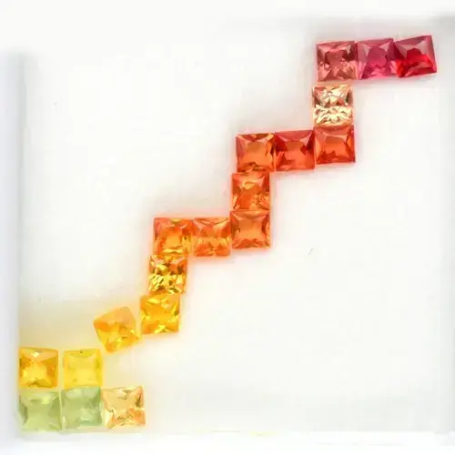 1.23ct 19pcs Lot Square Princess Multi Color Sapphire - Songea Gems