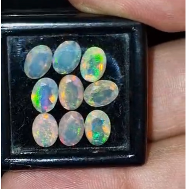4.31ct 7x5mm Oval Faceted 9Pcs Natural Ethiopian Opal