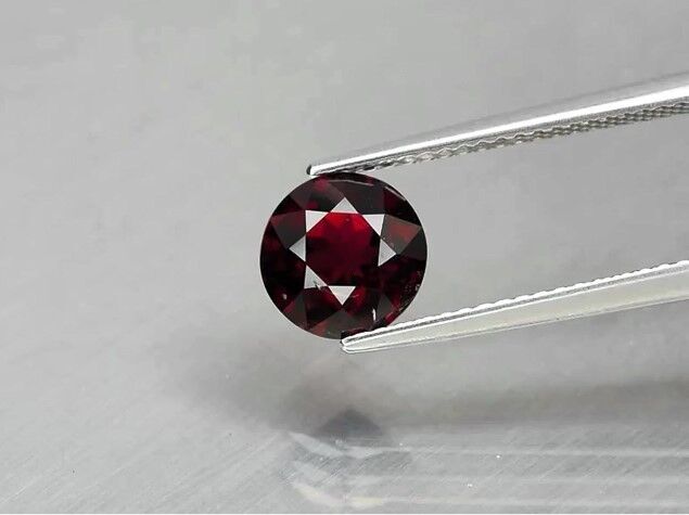 2.02ct 7.4mm Round Natural Deep Reddish Purple Rhodolite Garnet, Madagascar