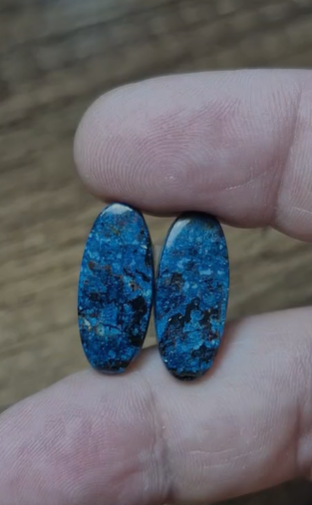 19.55ct 22x9.6mm Oval Pair Natural Azurite