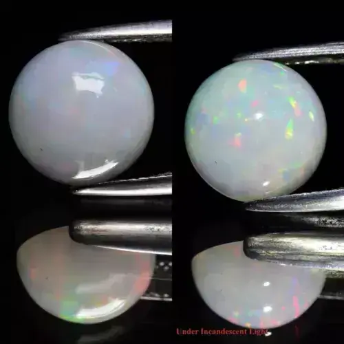 4.60ct 12mm Round Natural White Opal - Rainbow Flash, Lustrous Ethiopia Gem