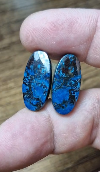 22.60ct 22.6x10.5mm Oval Pair Natural Azurite
