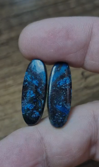 27.75ct 25.9x9.4mm Oval Pair Natural Azurite